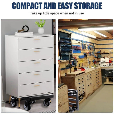 Heavy Duty Metal Air Compressor Cart With Dual Locking Caster Wheels Holds Eight Hundred Pounds in a garage for easy storage.