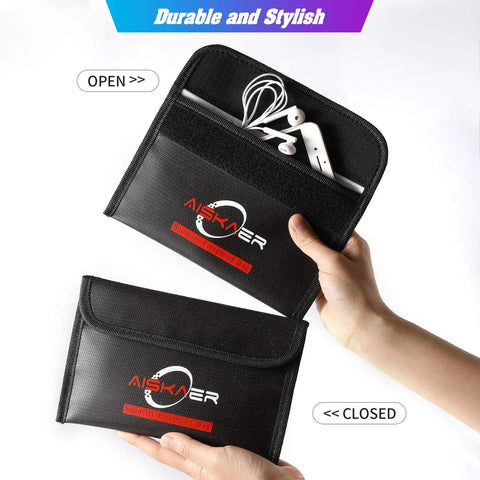Fireproof And Water Resistant Silicone Coated Safe Storage Bag For Cash, Keys, Jewelry, Passport And Important Documents
