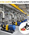 Industrial water supply system featuring One Half Inch Hall Effect Water Flow Sensor Brass Body Flow Meter with PTFE Tape inset.