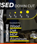 Carbide Spiral Router Bits Down Cut Set 1/4 Inch Diameter, 1 Inch Cutting Length, for Wood Oak MDF Aluminum