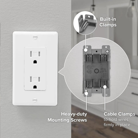 One Gang 14 Cu In PVC Old Construction Electrical Switch And Outlet Junction Box with built-in clamps and screws gray