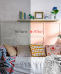 Ultra Light Paint Sprayer Gun For Indoor And Outdoor Work Featuring Sweet Pink Body used on a wall before and after painting.