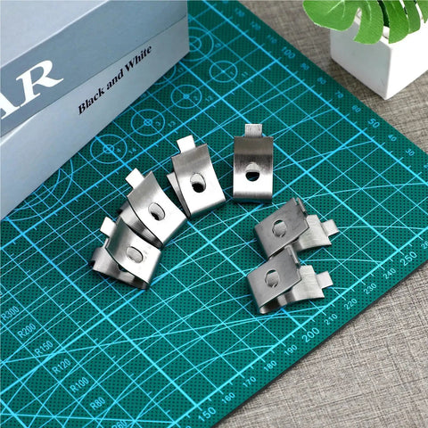 Heavy Duty Stainless Steel Shelf Brackets No Wobble For Cabinets And Glass Shelves, metal pegs on blue grid mat