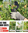 Gardener using Plant Tying Machine Tapener Tool 420g With 10000 Staples And 20 Rolls Green Tape on thick plant stem