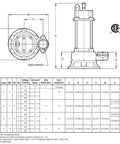 Rock Solid Heavy Duty Submersible Shredder Sewage Pump With Carbide Tipped Impellers dimensions and specifications layout