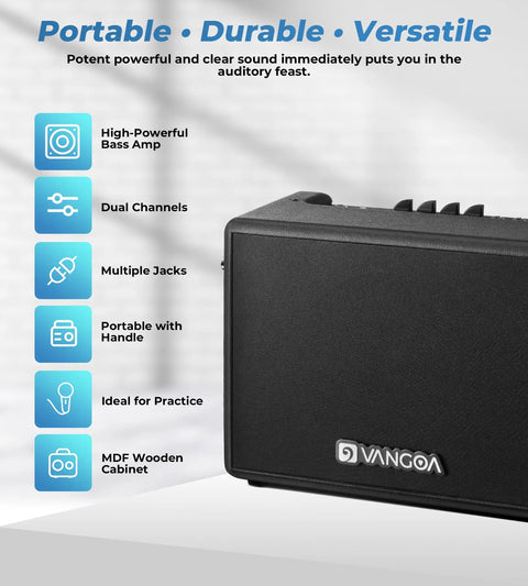 Portable 30W Bass Amp With 8 Inch Speaker Built In Overdrive And Mid Scoop Contour for Indoor and Outdoor Practice
