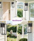 Dusk To Dawn Sensor Outdoor Wall Lantern With Black Finish Modern Wall Sconce on white exterior walls