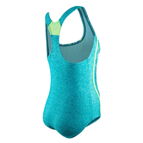 Girls One Piece Swimsuit With Thick Straps Racer Back Printed UPF 50 Plus Sun Protection Chlorine Resistant Creora Highclo Spandex