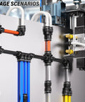 Tailonz pneumatic blue polyurethane air hose kit, 6mm OD x 4mm ID, 10m length, installed in machine.