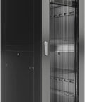 Beast Mode Rolling Server Rack With Full Locking Accessory Kit Featuring Lcd Screen Thermal Cooling Fans Power Bar And Adjustable Shelves, 42U network rack, mesh door.