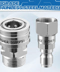 Stainless Steel Pressure Washer Swivel Adapter 360 Degree Quick Connect From M22 14mm To Three Eighth Inch For High Pressure Hoses Up To 5000 PSI Anti Tangle Design Heavy Duty Quick Disconnect Pack Of Four front view