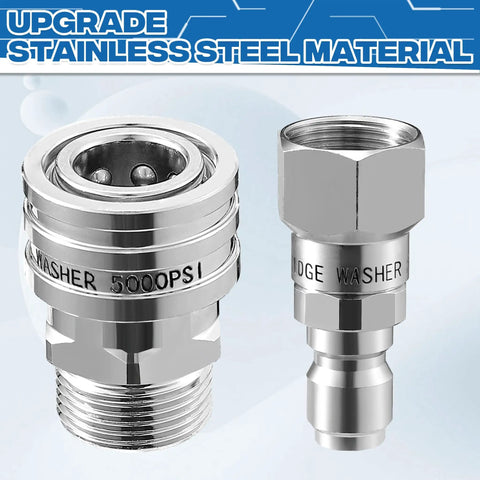 Stainless Steel Pressure Washer Swivel Adapter 360 Degree Quick Connect From M22 14mm To Three Eighth Inch For High Pressure Hoses Up To 5000 PSI Anti Tangle Design Heavy Duty Quick Disconnect Pack Of Four front view
