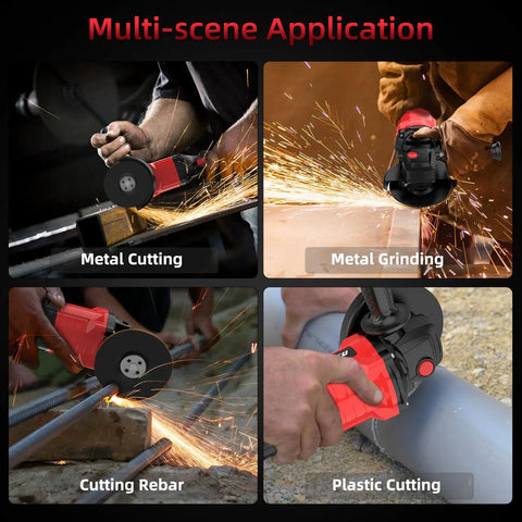 Cordless 4.5 Inch Angle Grinder With Battery And Charger used for metal cutting, grinding, rebar and plastic cutting, 9000 RPM