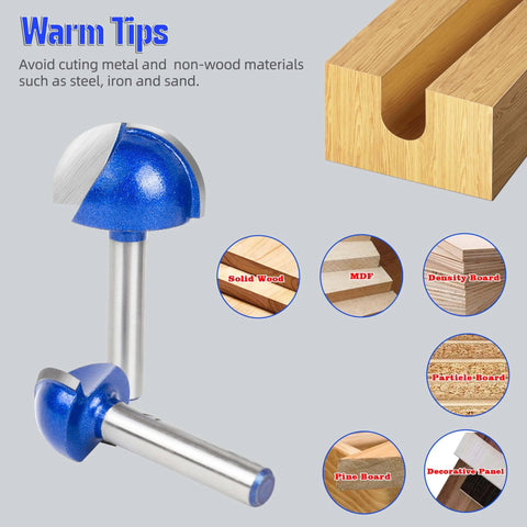 Cove box round nose router bit from 8 Piece Cove Box Round Nose Router Bit Set With 1 Quarter Inch Shank Carbide Tipped Core Box Router Bits For DIY Woodworking Projects Including Cutting Diameters From One Quarter Inch To One Inch For Precise Grooves And Beads