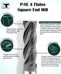 Front view of Speed Tiger 4-flute carbide square end mill with AlTiBN coating, 10 mm