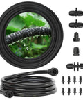 Drip Irrigation System with 100 ft Quarter Inch Soaker Hose and 10 ft Half Inch Tubing for Raised Beds, Veggies, Lawn, and Greenhouse