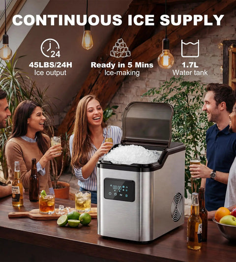 Gotta Have This Countertop Nugget Ice Maker Slaps Out Crisp Pebble And Crushed Pellets Fast With No Sweat Self Cleaning Routine 45 Lbs Daily cold blast in use at party.