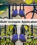 Built-Tough Outdoor Padlock 44mm 1.75 Inch Keyed-Alike securing a bridge fence and bike in outdoor setting