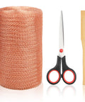 Copper Mesh Rodent Control Roll 5 Inch By 35 Feet Copper Wire Screen with scissors and wooden tool for DIY use