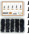 Heavy Duty Carbon Steel M1.4 Self Tapping Wood Screws Pan Head Cross Recessed Assortment Kit 500 Pc in transparent case.