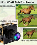 4K USB HDMI Camera Module With 120 Degree Wide Angle Lens 4K 30fps PC Webcam, images of camera and captured horse videos