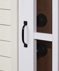 V434BL 4.75 Inch Pull Handle For Screen Doors And Drawers Black mounted on white door frame