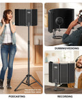 Foldable Microphone Isolation Shield With Triple Sound Insulation for Clear Vocals, Reflection Filter in Recording Studio Scenarios
