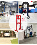 12 Ton Hydraulic Shop Press With H Frame And Adjustable Table Height, Benchtop Metal Garage Floor Press With Plates, Red Finish Built For Bending, Straightening, And Stamping Projects For Real DIYers.