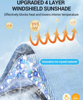 Custom Fit Windshield Sun Shade Umbrella For Honda Odyssey 2018 Through 2026 Lx Ex Ex L Touring Elite Minivan displaying innovative ice crystal material and 4-layer design.