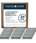 20 pack Metal End Clips For Rubber Webbing Upholstery Repair For Sofas And Chairs with packaging in background
