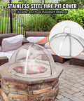 36-Inch Fire Pit Spark Screen Lid Round Stainless Steel Fire Ring Cover For Outdoor Pits on stone fire pit
