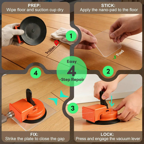 Heavy Duty Floor Gap Fixer Tool With A Strong Suction Cup Plank Grabber For Laminate, Engineered Wood And Vinyl Plank Flooring Repair, DIY Friendly, Instantly Close Gaps From Seasonal Shifts And Everyday Use