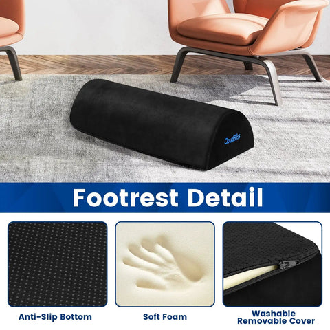 Under Desk Foot Rest With Soft Foam And Washable Removable Cover For Home Office And Car Use, Ergonomic Foot Stool on carpet