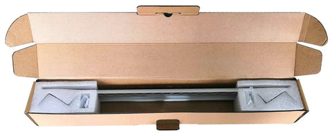 DIN Rail Mounting Bracket for 19 Inch Rack Systems Slotted Aluminum Alloy in open cardboard box