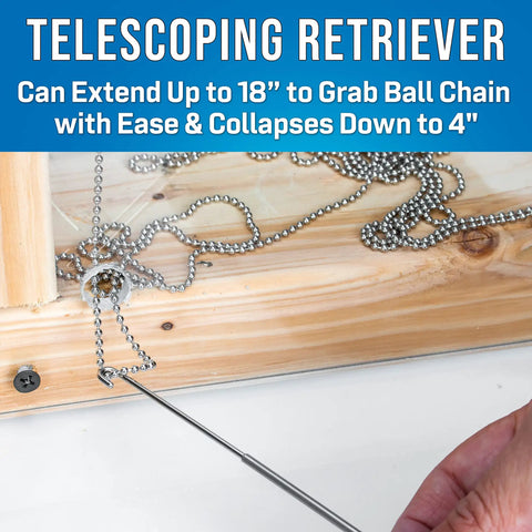 MagneTriever Magnetic Retrieval System Kit With Flexible 24 Inch Retriever, 10 Foot Ball Chain, Three Quarter Inch Stop Ring, MRS RH20 Expandable Retrieval Hook, And Durable Pouch For Easy Debris Retrieval In Tight Spots