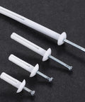 One Quarter By Three Inch Plastic Hammer Drive Nail In Anchors For Concrete And Masonry, 100 Pieces Per Box, varied sizes shown