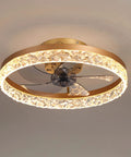 19.7 Inch Bladeless Ceiling Fan With Lights And Remote Dope Modern Enclosed Low Profile Design, crystal edge finish, mounted on ceiling