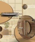 13 Inch Lazy Susan Turntable Made From Acacia Wood For Kitchen Cabinet And Tabletop Organization showing dimensions and non-slip pads.