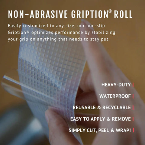 Person holding 2 Inch Heavy Duty Non Slip Grip Tape Roll Grippy Waterproof Anti Slip Tape For Bathtubs Stairs Ramps Indoors Outdoors Black 10 Ft Non Abrasive Traction Tape close up