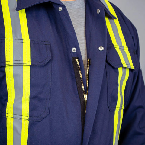 Flame Resistant High Visibility Hi Vis Coverall In Royal Blue, 88 Percent Cotton And 12 Percent Nylon Twill, Size Large detail