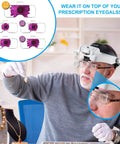 Man using Hands Free Headband Magnifier With Light Rechargeable 1X To 14X Headset Glasses, examining jewelry with adjustable LED illumination.