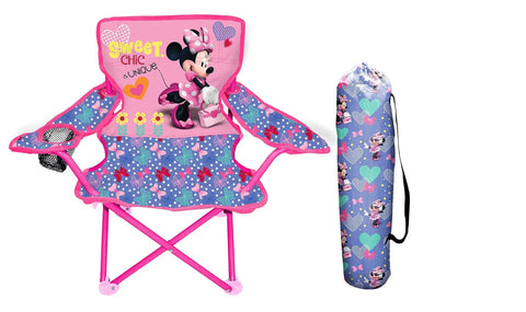 Minnie Mouse Camp Chair For Kids Portable Folding Chair With Carry Bag On The Go No Assembly Required Sturdy Metal Tubular Frame