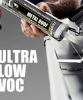 Applying WeatherMaster Metal Roof Sealant Silver Premium Polymer Caulk For Aluminum Copper Galvanized Steel And Coated Metals All Weather Ready 9.5 Oz Cartridge For DIY Roof Repairs And Weatherproofing