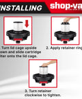 Installation steps for 2-Pack Reusable Large Wet And Dry Vacuum Cartridge Filter For Heavy Duty Cleanup At Home, Garage Or Workshop.