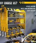 Tool Organizer Wall Mount With Charging Station, 4 Tier Garage Storage Rack With Cordless Drill Holders And Side Hooks