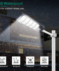 500W Solar Street Light With 360 LED Flood Beam 6000K Cool White Motion Sensor And Dusk To Dawn IP65 Waterproof Outdoor
