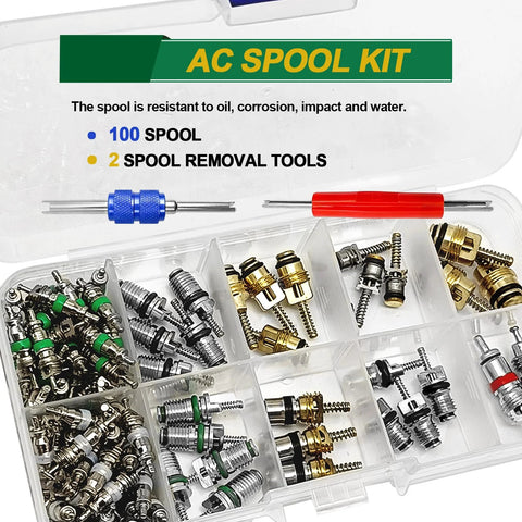 NOTISH car A/C repair kit with 270 O-rings and 102 valve cores in clear organizer case
