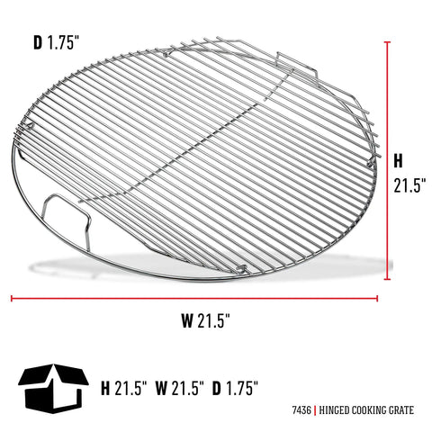 22 Inch Round Hinged Stainless Steel Cooking Grate Replacement For Charcoal Grills With Flip Up Sides For Easy Charcoal Access