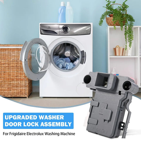 Washer Door Lock Assembly Replacement With Easy Install For 5304505231 5304514774 Fits Washers Cross References AP6329665 PS12365826 EAP12365826, gray plastic Electrolux Frigidaire lock