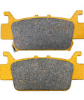 Top view: ceramic brake pads for Honda Pioneer 1000; front and rear set with yellow backing plates